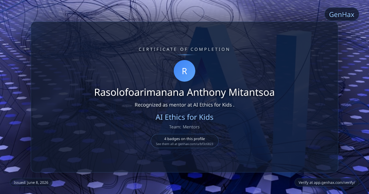 AI Ethics for Kids certificate