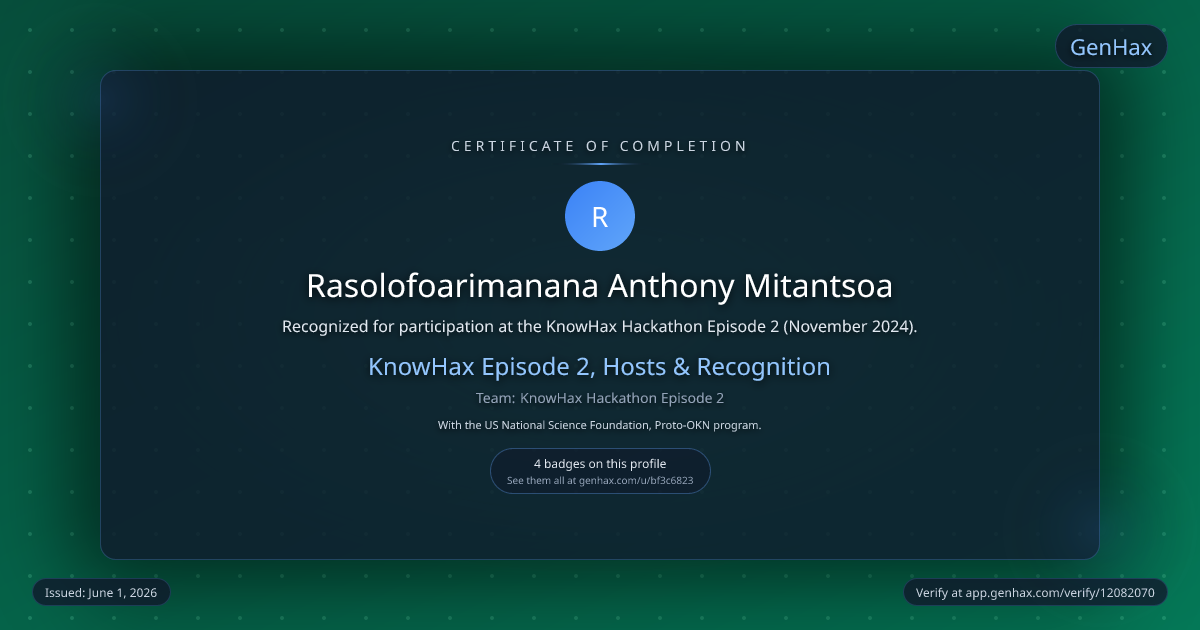KnowHax Episode 2, Hosts & Recognition certificate